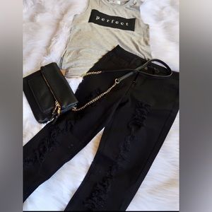 PEYTON Perfect Fit Black Distressed Jeans